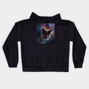 Moustached black cat Kids Hoodie